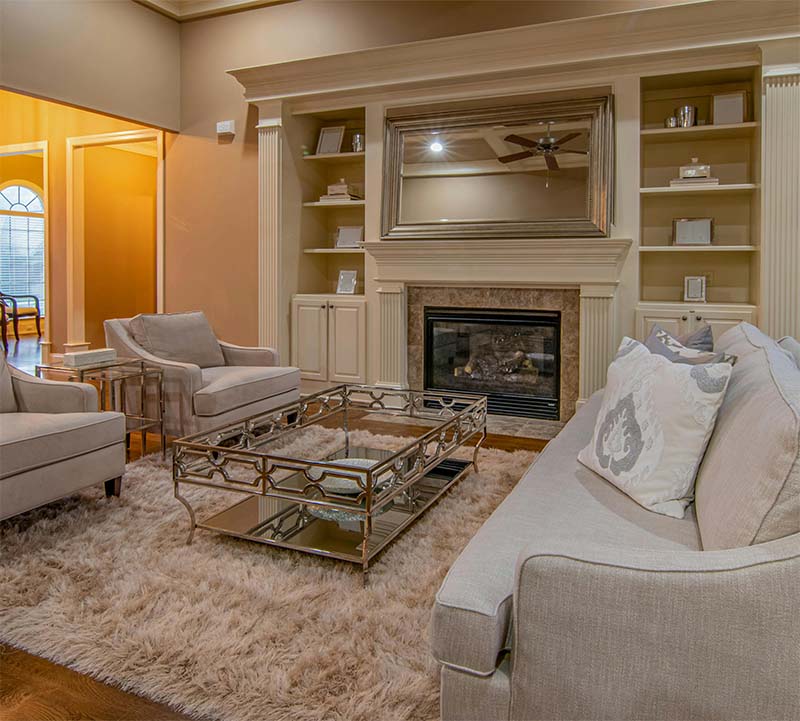 Living room with fireplace